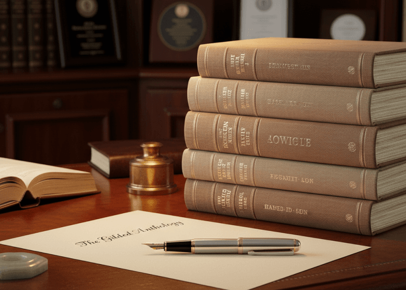 Luxury desk scene for founding author program